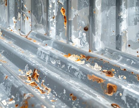 オレンジ色に腐食した錆びた波板金属の壁