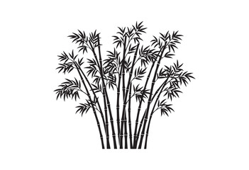 Fototapeta premium Bamboo plant isolated on white. Bamboo branch silhouette. 
