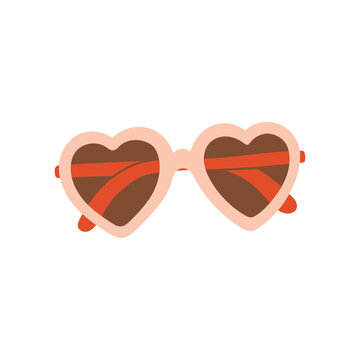 Retro pink heart shaped sunglasses vector illustration. Summer beach fashion eyewear isolated on white background