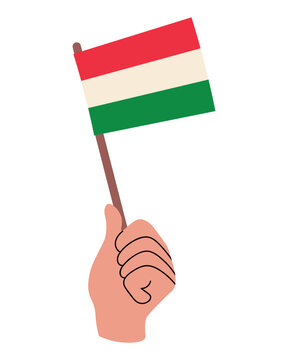 Italy flag held in a human hand. Italian flag vector illustration isolated on white. Ready for national celebration, travel, culture, education, and patriotic design.