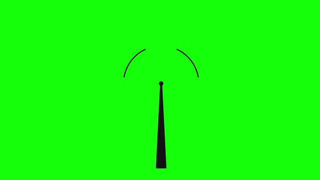 Radar antenna scanning interface vector animation on green screen for tech UI UX design minimalist of a scope isolated on for user and scope monitor sensor tracking navigation