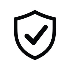 Security shield with checkmark icon vector © MDAhad