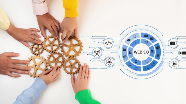 Collaborative Hands Engaging with Wooden Gears Representing Innovative Web 3.0 Technologies and Concepts of Digital Connection and Development. Entropy.