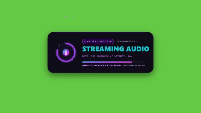 Neural voice AI sampling audio waveform interface animation loop futuristic artificial intelligence for recognition, speech technology, and sound applications microphone speech recognition technology
