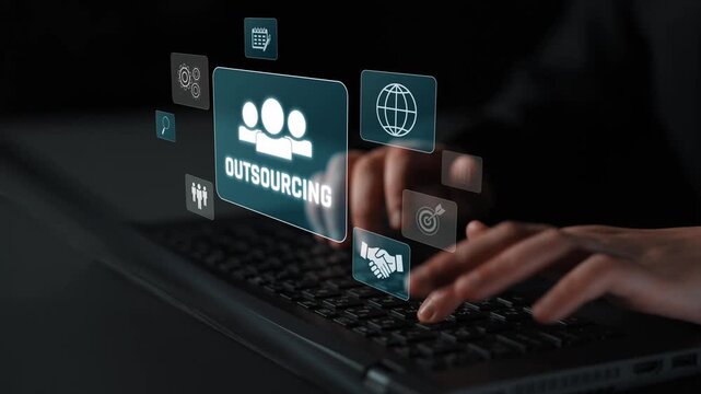 Outsourcing concept showing collaboration, delegation, global workforce, productivity, and task management through remote teams and external service providers Marrow