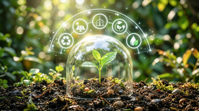 Protected Seedling with Sustainable Eco Icons