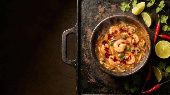 Traditional Thai Tom Yum Goong Spicy Shrimp Soup