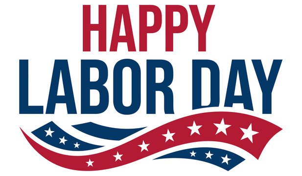 Happy Labor Day greeting card with curved stars and stripes wave ribbon vector template