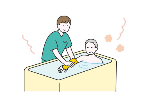 高齢者の入浴介助のイメージイラスト