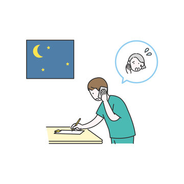 救急の電話対応を行う医療スタッフのイメージイラスト