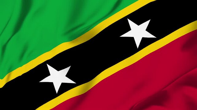 Saint Kitts and Nevis country flag waving looping seamless with fabric texture for sport nation identity background