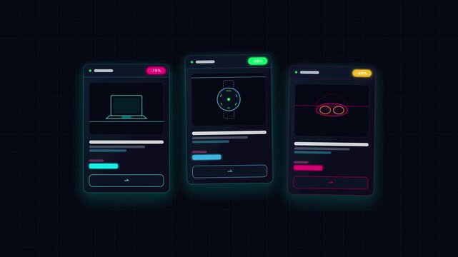 Floating wireframe product cards cyber monday sale showcase with copy space