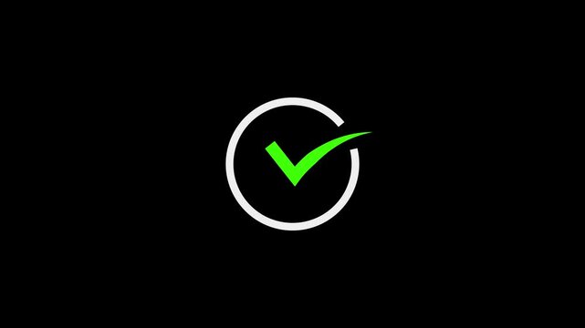 Abstract check mark green. black background check mark 4k video. Hand-Drawn tik Mark Animation on Black Background Animated  Check Mark Icon Checkbox or Tick Doodle Animation.