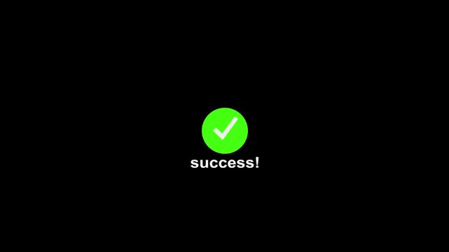 Minimal green right tik mark icon animation. Hand-Drawn tik Mark Animation on Black Background.4k video.