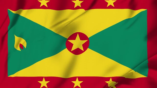 Grenada country flag waving looping seamless with fabric texture for sport nation identity background