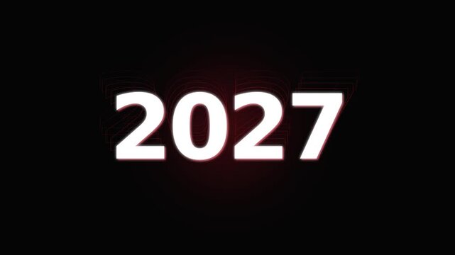 Elastic squash and stretch typography of year 2027 with stroboscopic echo trail