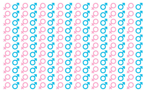 Gender Symbols Seamless Pattern Background. Suitable for social, equality, identity, relationship, and modern graphic design concepts. Vector Illustration
