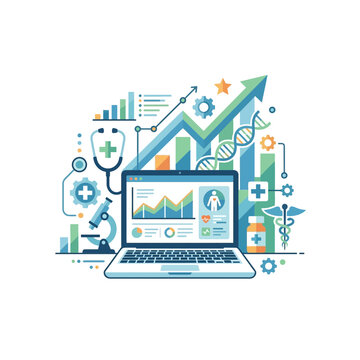 Medical Data Analytics and Healthcare Technology Vector Illustration