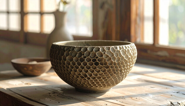 Textured ceramic bowl display