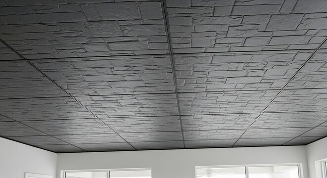 Textured ceiling tiles interior