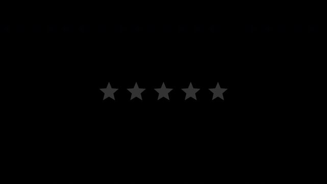 five star rating concept animation on black background ,star review concept 4K
