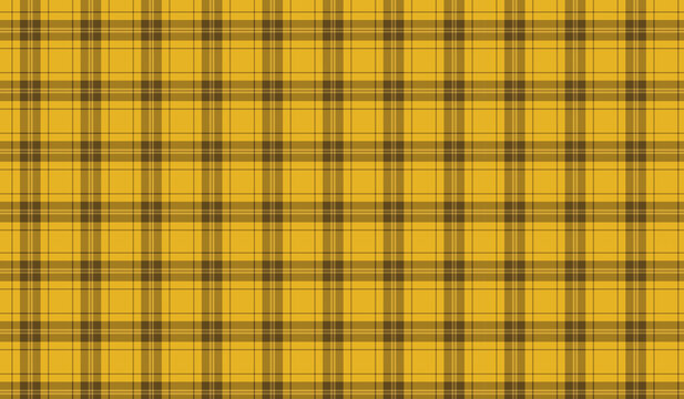 Yellow and brown tartan plaid fabric pattern texture background with background