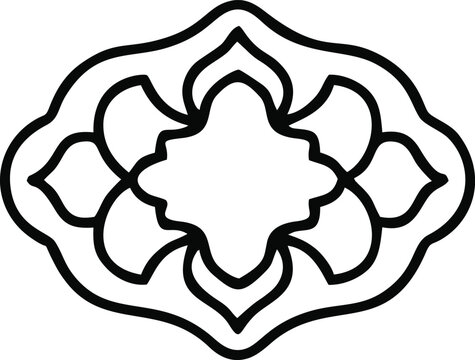 Elegant abstract decorative graphic element for interior design, a symmetrical floral-inspired motif ideal as a stylish sticker or artistic embellishment