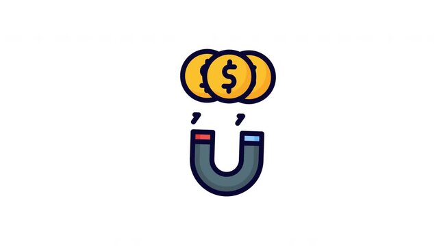 Magnet Attracting Golden Coins Concept Icon Representing Financial Growth and Wealth Generation