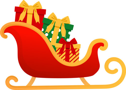 Christmas sleigh gift box present holiday winter celebration decoration red green ribbon bow