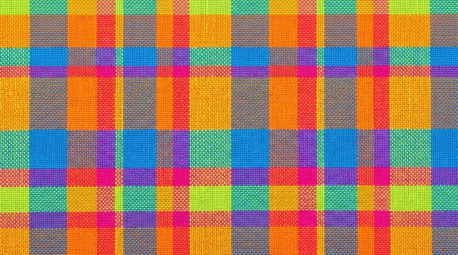 Vibrant Multicolored Plaid Fabric Texture