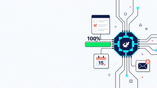 AI chip processing progress bar and checklist animation