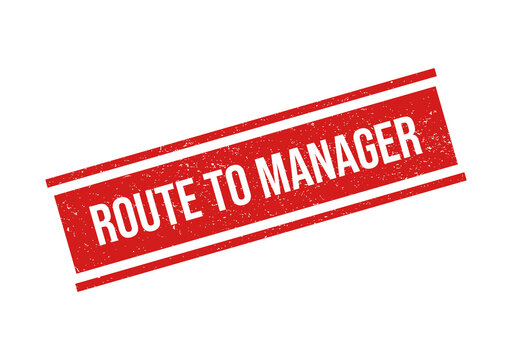 Route to manager red badge stamp isolated on transparent background