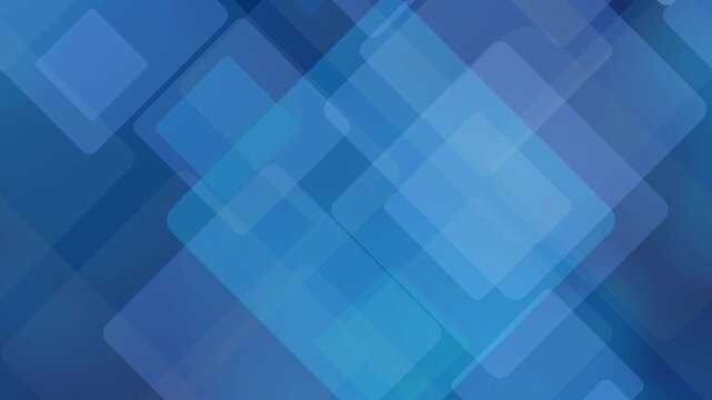 dynamic abstract background featuring overlapping, translucent blue geometric rounded corner square shapes, loopable modern technology and corporate design