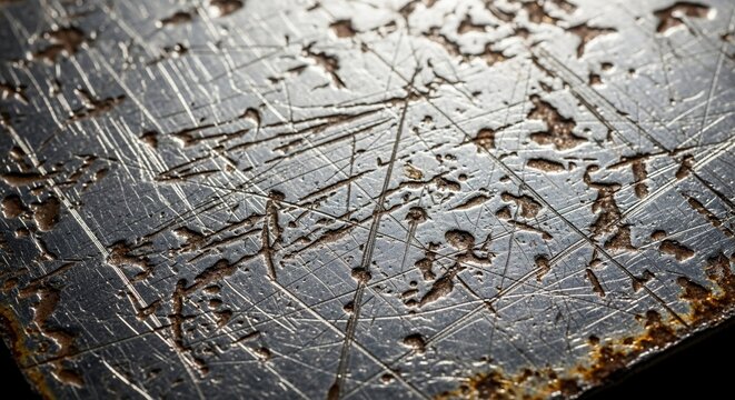 Textured metal surface scratches corrosion