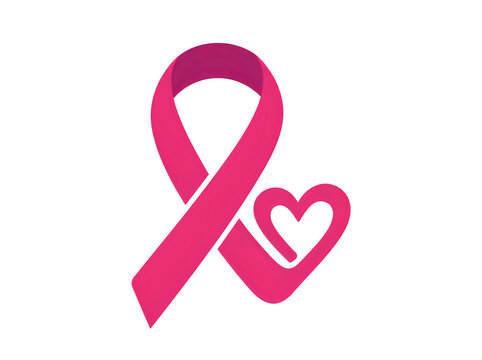 Pink ribbon and heart symbol representing breast cancer awareness and support