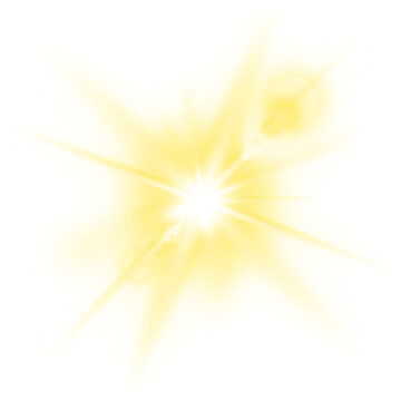 Bright Golden Sunburst with Scattered Star Particles on transparent Background