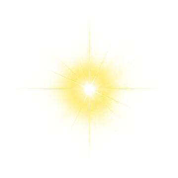 Sparkling Golden Star with Cross Light Rays