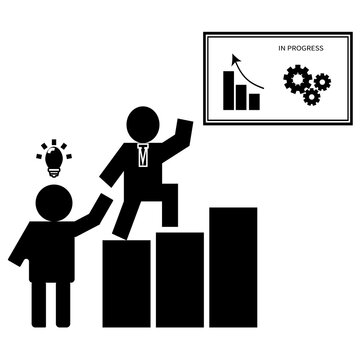 Business team collaboration achieving success through mentoring and strategic growth planning