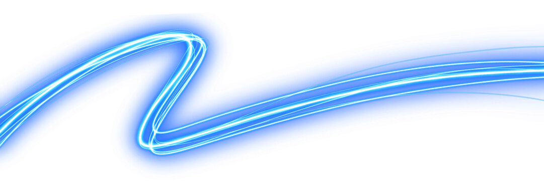 Futuristic Blue Neon Light Wire Twisting in Smooth Wave Pattern