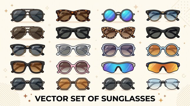 collection of various stylish sunglasses vector icons
