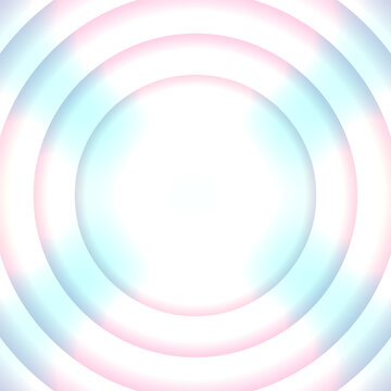 Abstract 3D concentric circle background with soft pastel pink cyan gradient layers paper cut depth effect modern minimal glowing ring frame vector illustration, sleek digital backdrop design