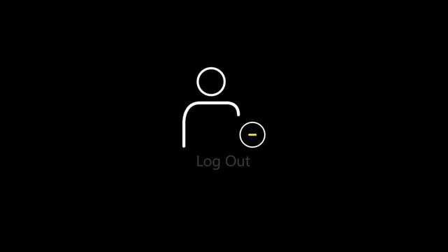 Log Out Button Icon Animation on Black Background, Digital Logout and Exit UI Motion Graphic, 4K,,, 4K videos,..!! "LOGOUT"