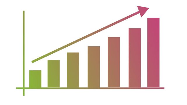 Upward bar chart with arrow, Ascending bar chart with upward arrow minimal animation