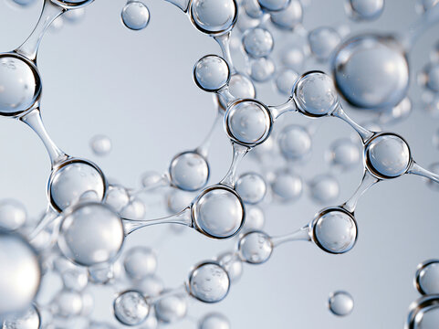 luxury skincare advertising photograph of a single pristine transparent hydrated material. water droplet, cell, wave