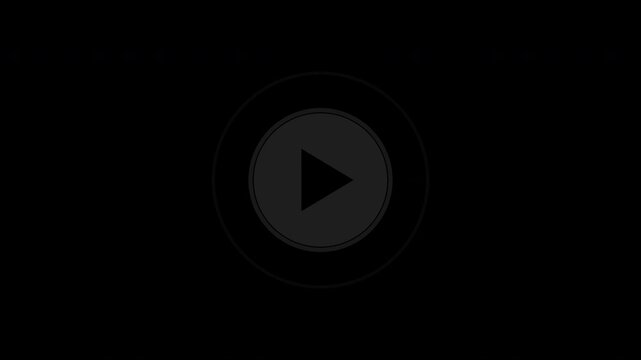 Black play button pulsing in a circle, media interface symbol loop, transparent background