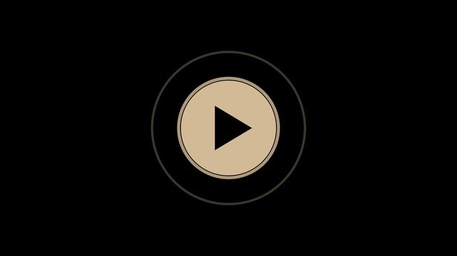 Beige play button pulsing in a circle, media interface symbol loop, transparent background