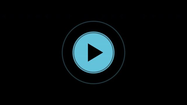 Blue play button pulsing in a circle, media interface symbol loop, transparent background