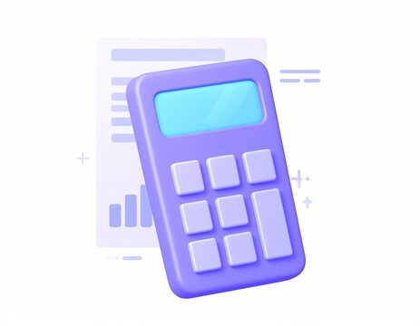 3D icon of a simple purple calculator for finance and math with calculator accounting business calculation