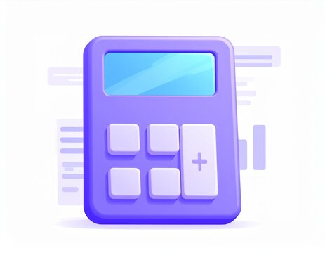 3D icon of a simple purple calculator for finance and math with calculator accounting business calculation