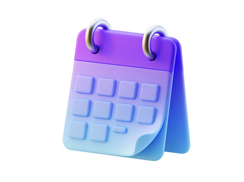 3D purple gradient calendar icon for business scheduling and time management planning